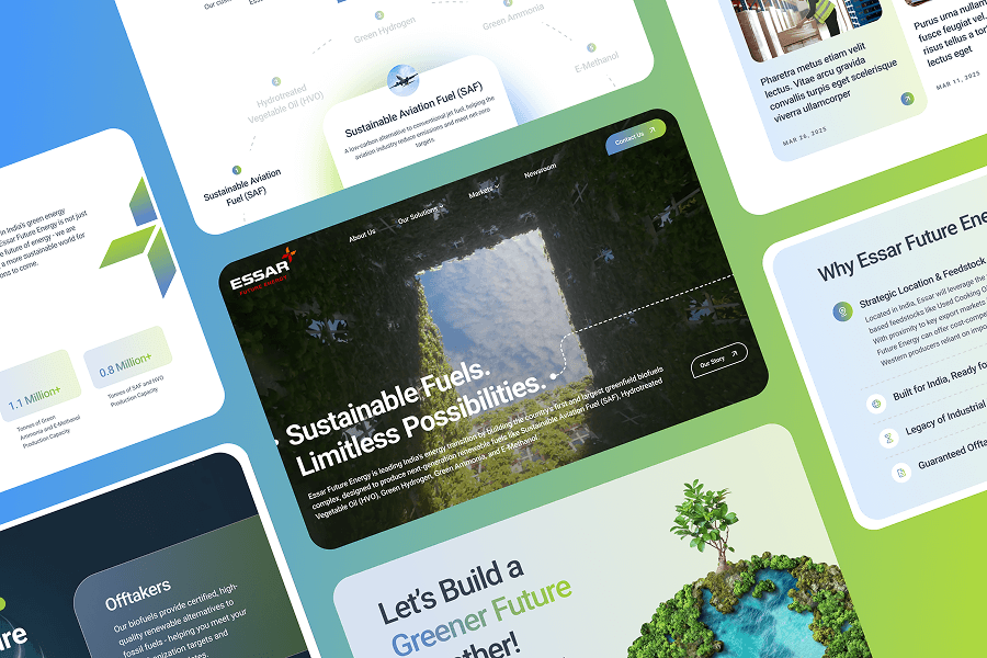 High-fidelity UI screens for the EET website ecosystem